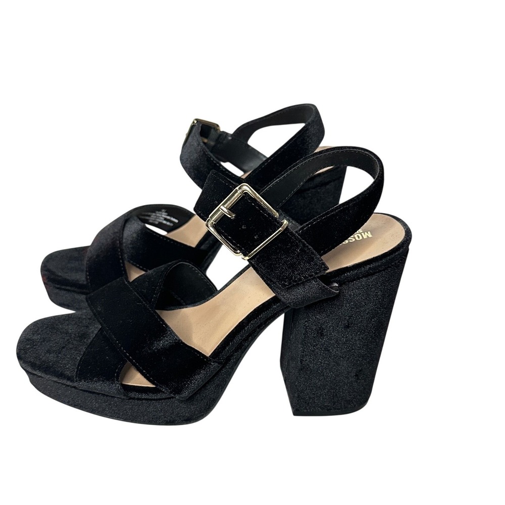 Mossimo Alexandra Black Velvet Platform Block Heel Sandals Womens 9.5 NWT